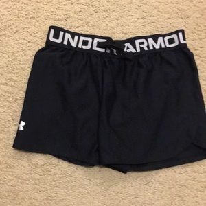 UNDER ARMOUR SHORTS!!! Black, with a elastic waist band!! Youth size
